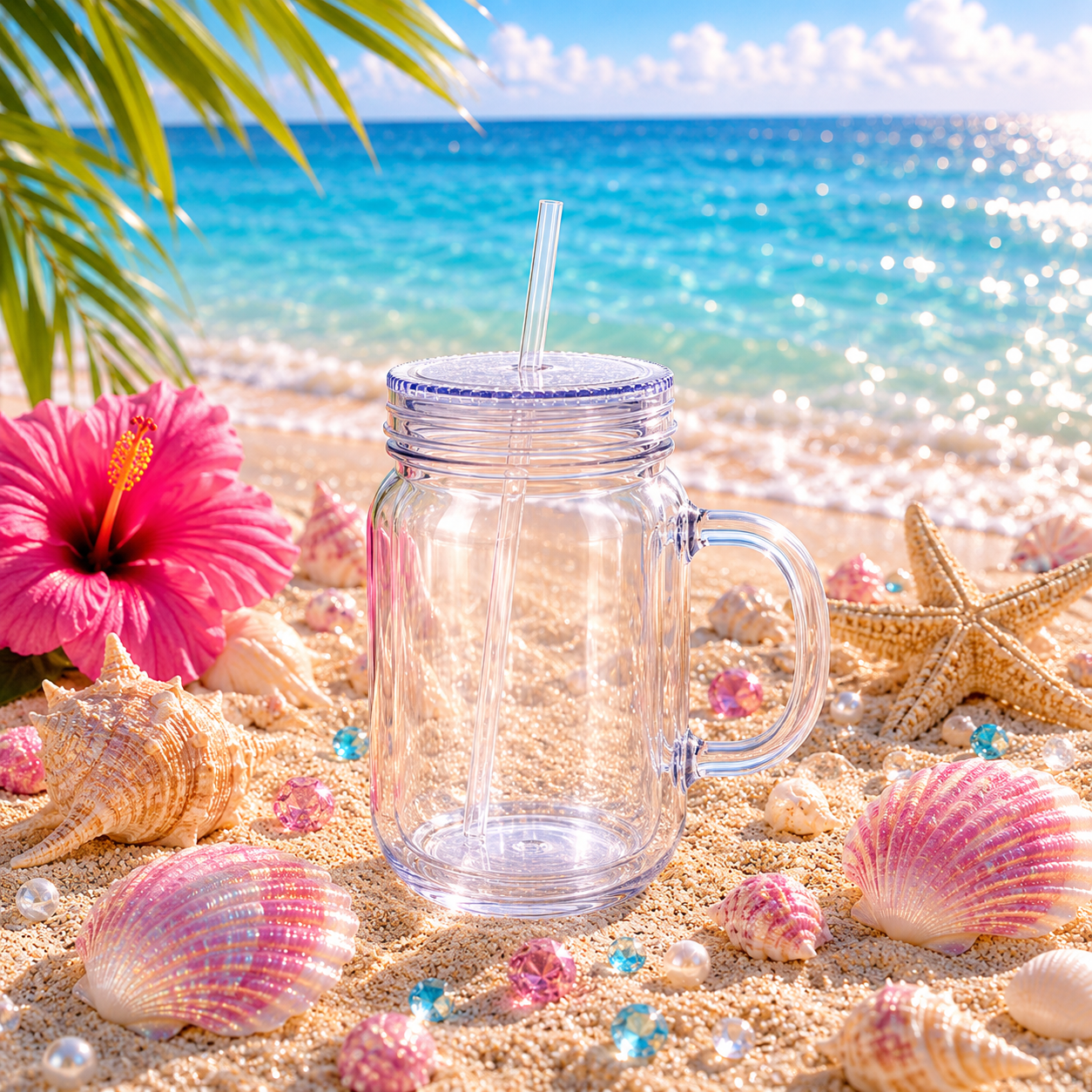 20oz Snow Globe Mason Jar Cup